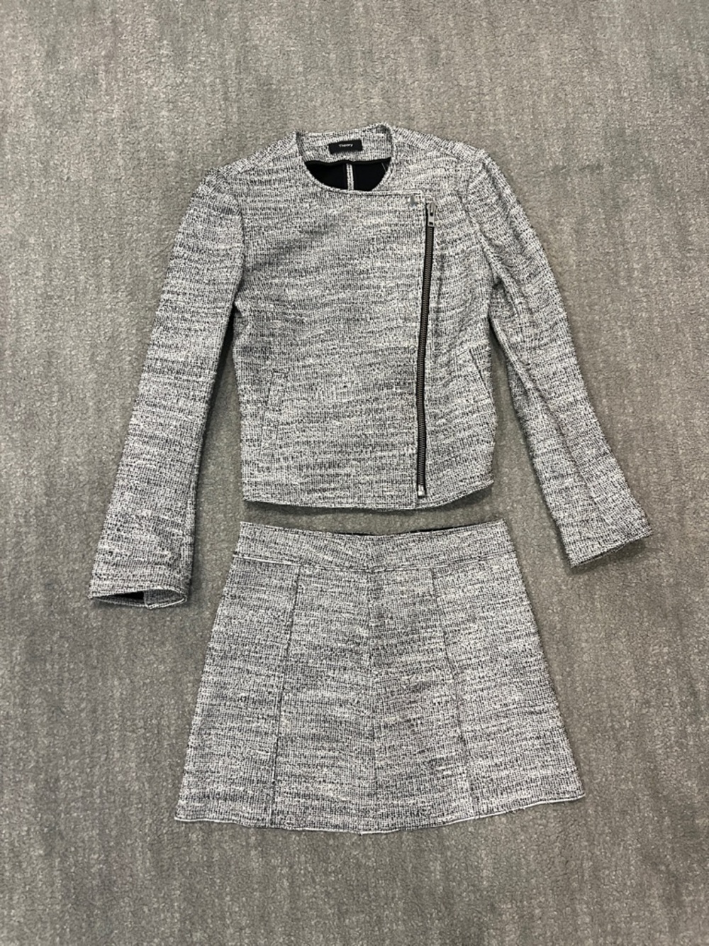 Theory Gray Tweed Skirt Set